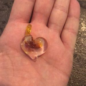 Glass heart pendant for necklace
